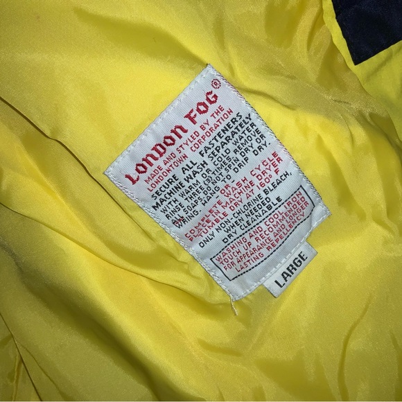 Men’s Classic London Fog Hooded Windbreaker Size L  Yellow - Picture 4 of 5